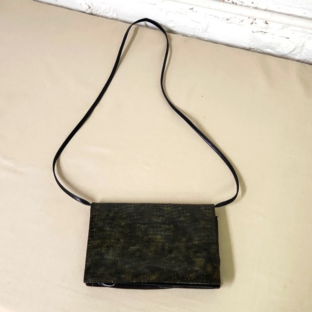 Ana Bonilla Snakeskin Leather Made in Spain  Black Crossbody - Picture 2 of 9